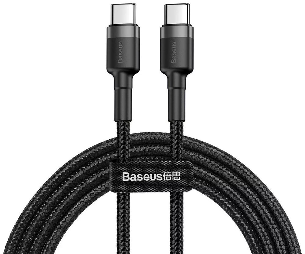 كابل Baseus Cafule PD2.0 60W للشحن السريع USB لـ Type-C (20V 3A) 2 متر رمادي + أسود