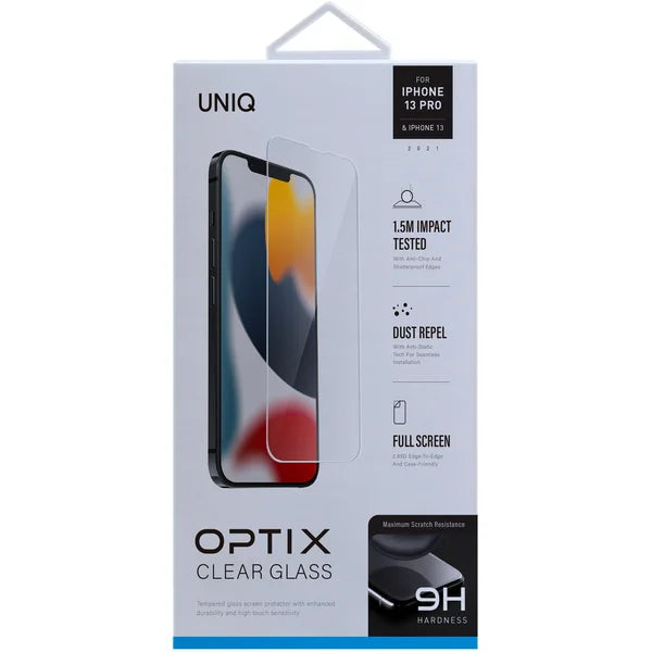 UNIQ OPTIX iPhone 13/13 Pro Glass Screen Protector Clear