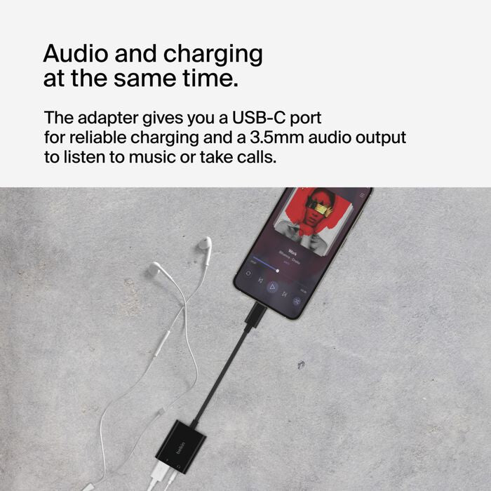 Belkin RockStar™ 3.5mm Audio with USB-C Charge Adaptor Included, USB-C Audio Adaptor