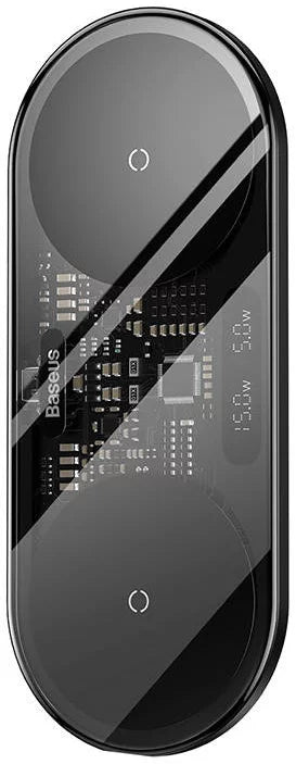 شاحن لاسلكي Baseus Digital LED Display Dual Qi، بقوة 20 وات