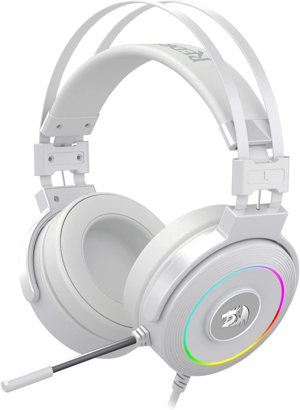 سماعة رأس Redragon H320W-RGB Lamia 2 USB RGB للألعاب مع حامل - أبيض