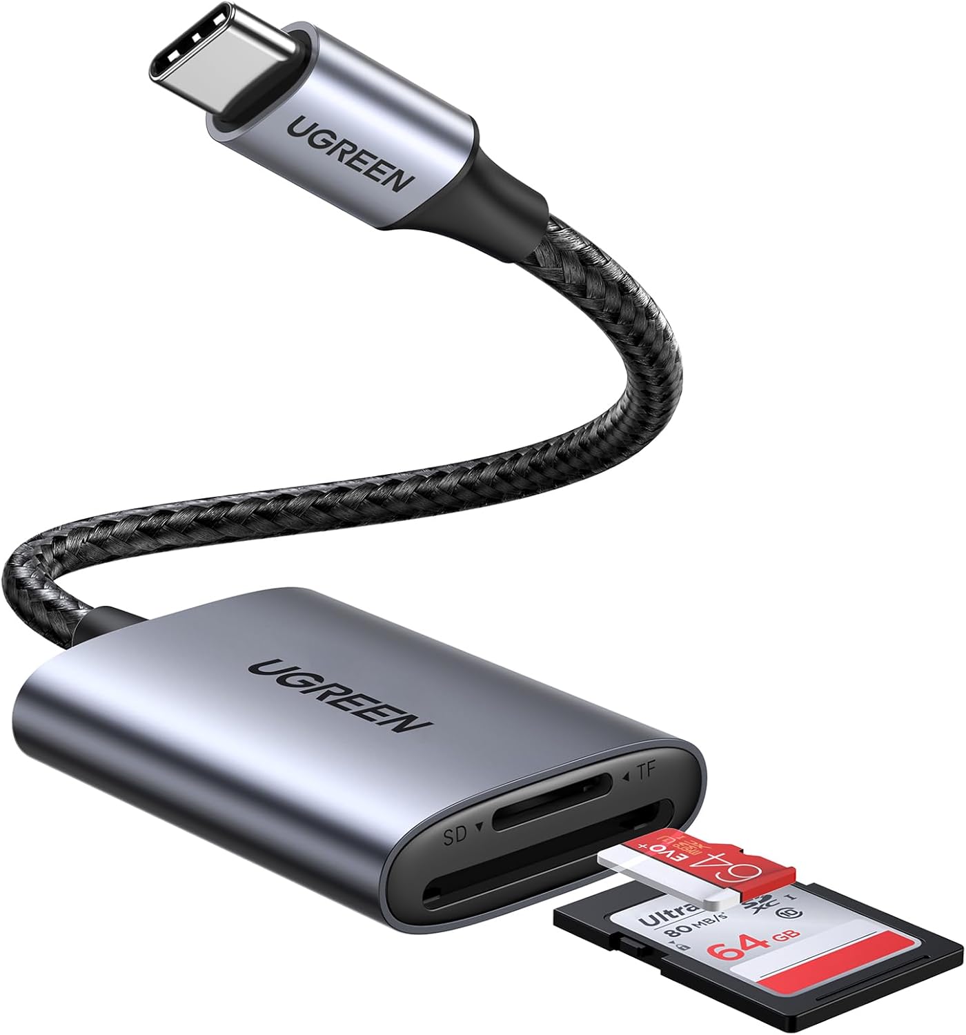 قارئ بطاقات UGREEN USB C SD، قارئ بطاقات ذاكرة Micro SD 2 في 1 لـ TF SD Micro