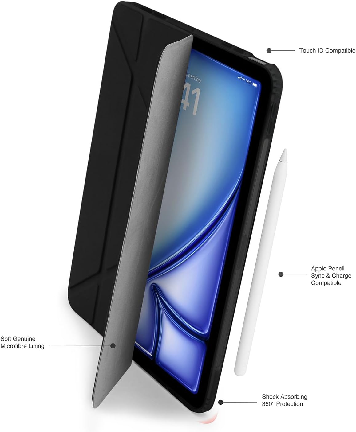 Pipetto iPad Air13 (2024) OrigamiNo3 Pencil CaseBLK