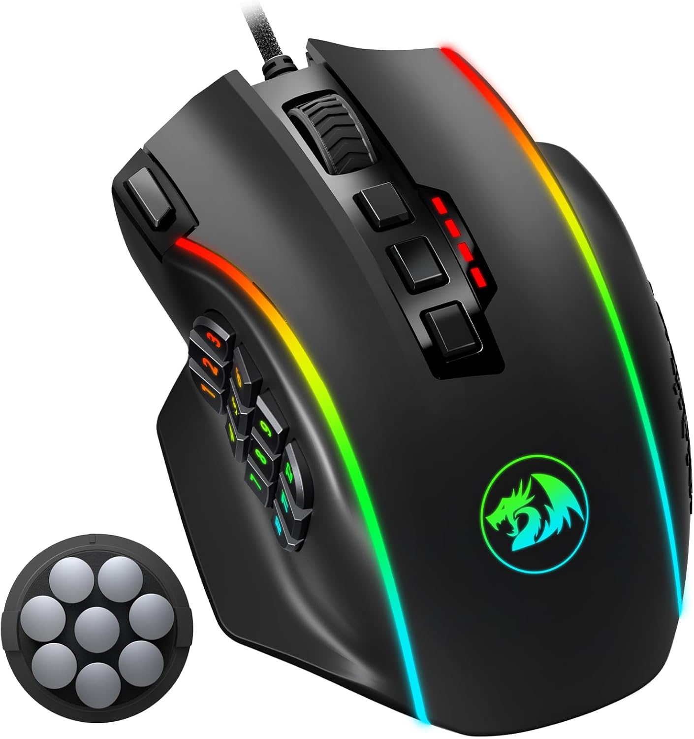 ماوس الألعاب Redragon M901 Perdition 24000DPI MMO - سلكي RGB مع 18 زرًا قابلًا للبرمجة
