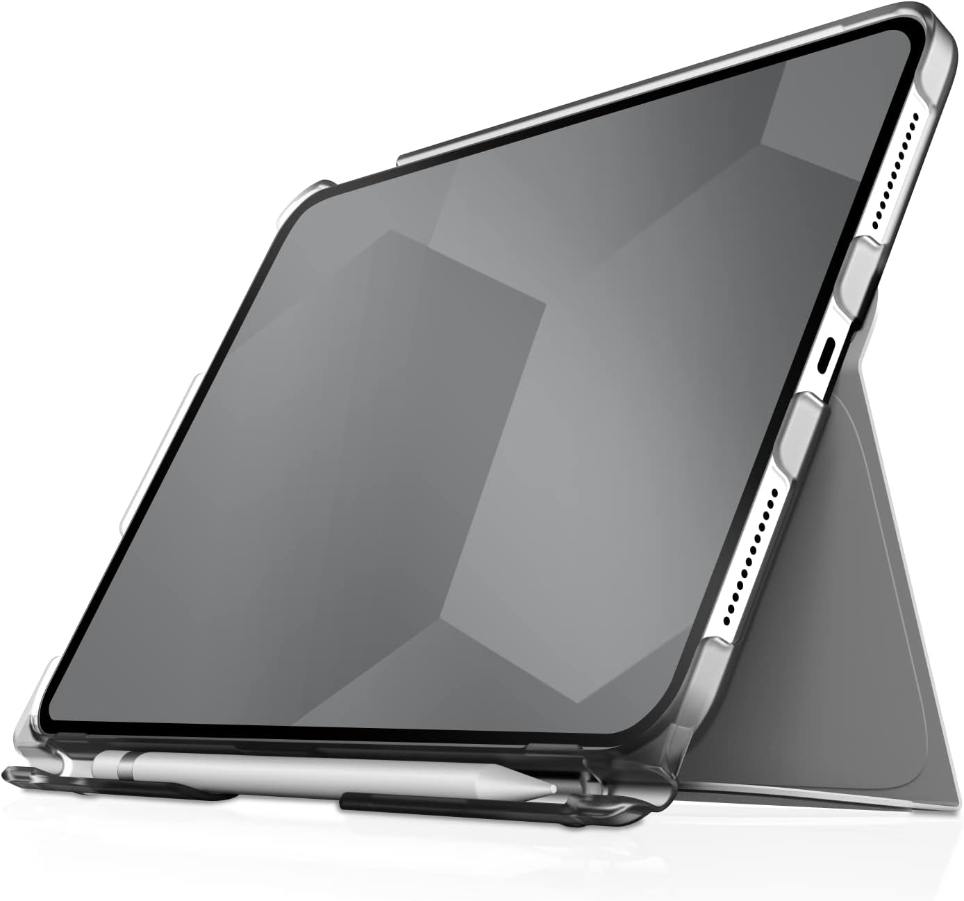 حافظة شفافة خفيفة الوزن واقية لجهاز آيباد من إس تي إم ستوديو (A16/الجيل العاشر) من آبل مع حامل/تخزين لقلم آبل وغطاء للنوم/التنشيط - رمادي