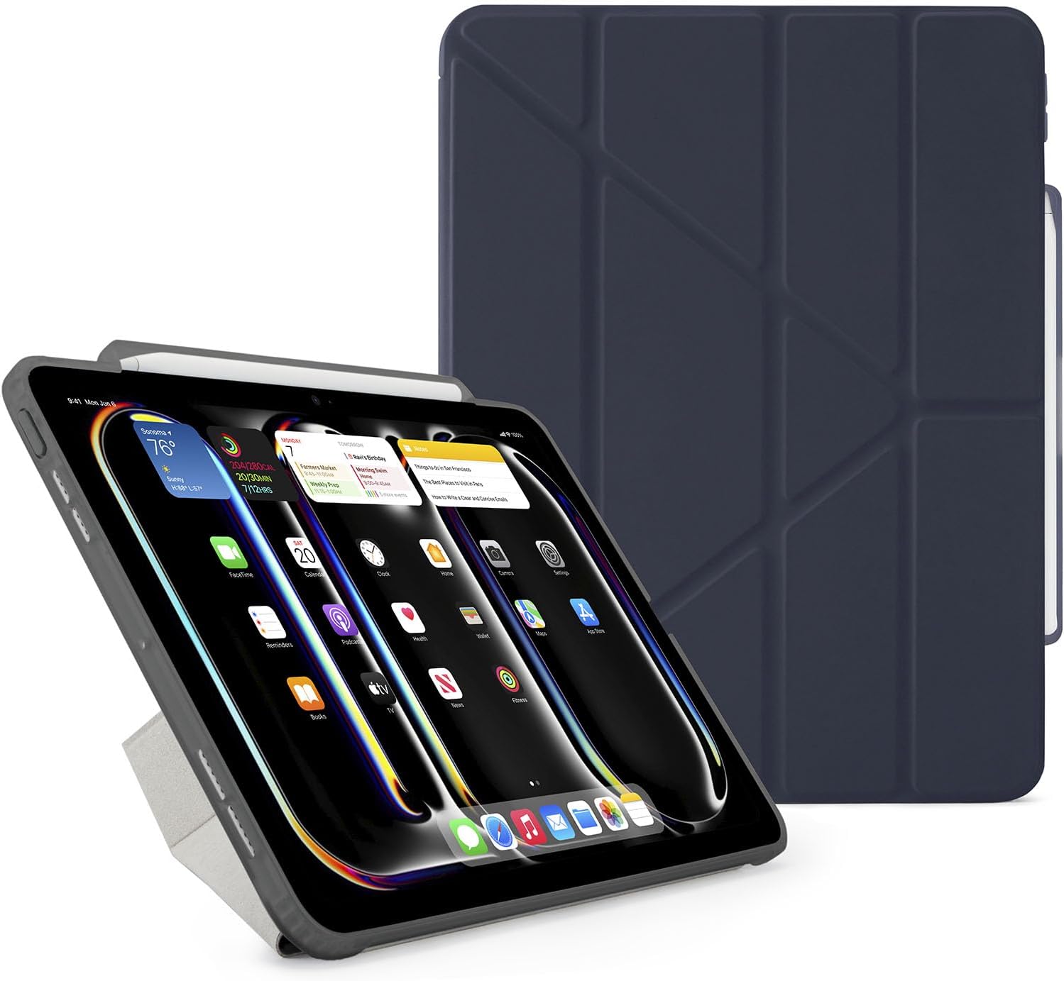 Pipetto iPad Pro 13 Origami No3Pencil Case Dk Blue