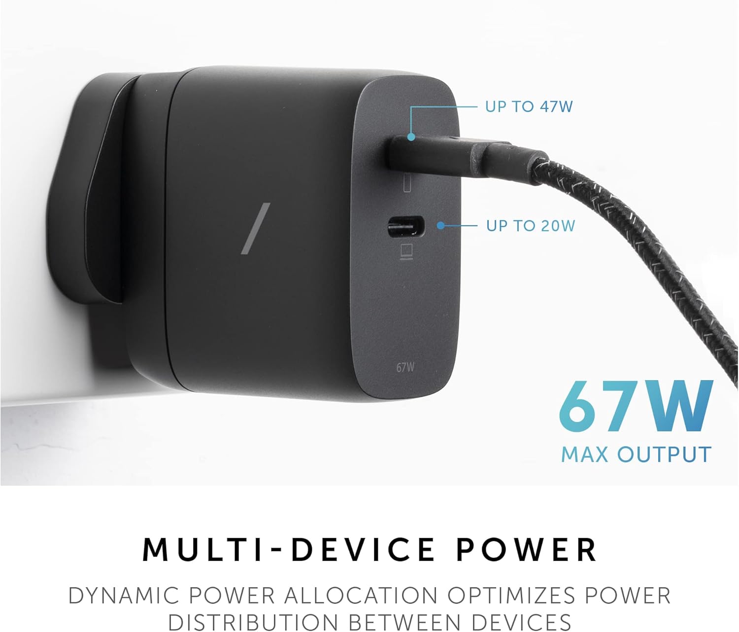 Native Union Fast GaN Charger PD 67W – Ultra-Compact Multi-Device Power Delivery Enabled USB-C Charger Up to 67W – for MacBook Pro, iPads, iPhones, Pixel, Galaxy & Other Type-C Devices (Black)