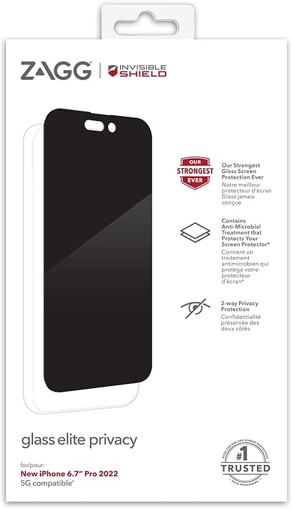 واقي شاشة InvisibleShield Glass Elite Privacy AM من Apple iPhone 14 Pro Max 