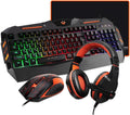 MEETION Gaming Keyboard and Mouse Pad with Gaming Headset, Wired LED RGB Backlight Bundle for PC Desktop Gamers Full Set Users - 4 in 1 Gift Box