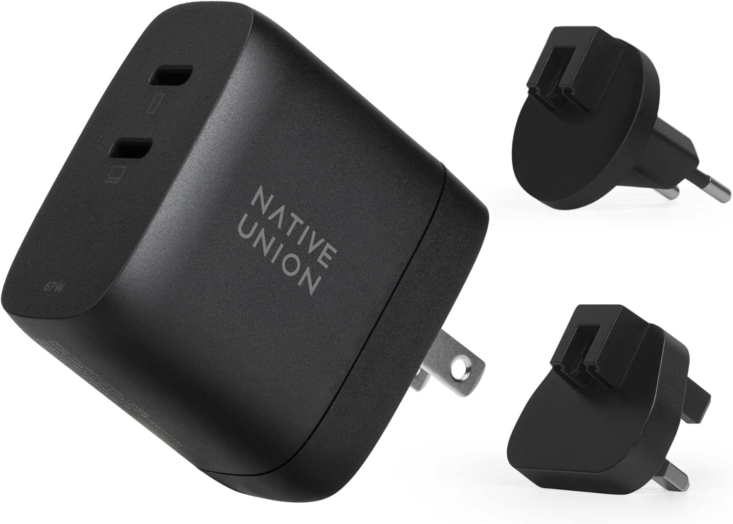 Native Union Fast GaN Charger PD 67W – Ultra-Compact Multi-Device Power Delivery Enabled USB-C Charger Up to 67W – for MacBook Pro, iPads, iPhones, Pixel, Galaxy & Other Type-C Devices (Black)