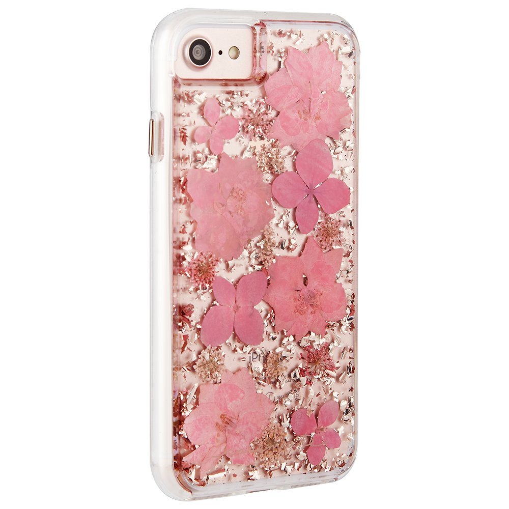 جراب Case-Mate لهاتف iPhone 8 - بتلات قيراط - مصنوع من زهور حقيقية - تصميم واقٍ رفيع لهاتف Apple iPhone 8 - بتلات وردية