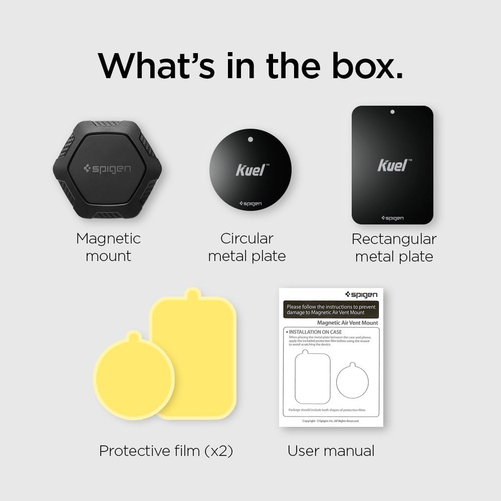 حامل هاتف سيارة Spigen Kuel QS11 رباعي مغناطيسي بفتحة تهوية السيارة QNMP متوافق مع معظم الهواتف الذكية - أسود
