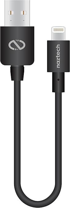 Naztech USB to MFi Lightning Rounded Cable | 6" | Black