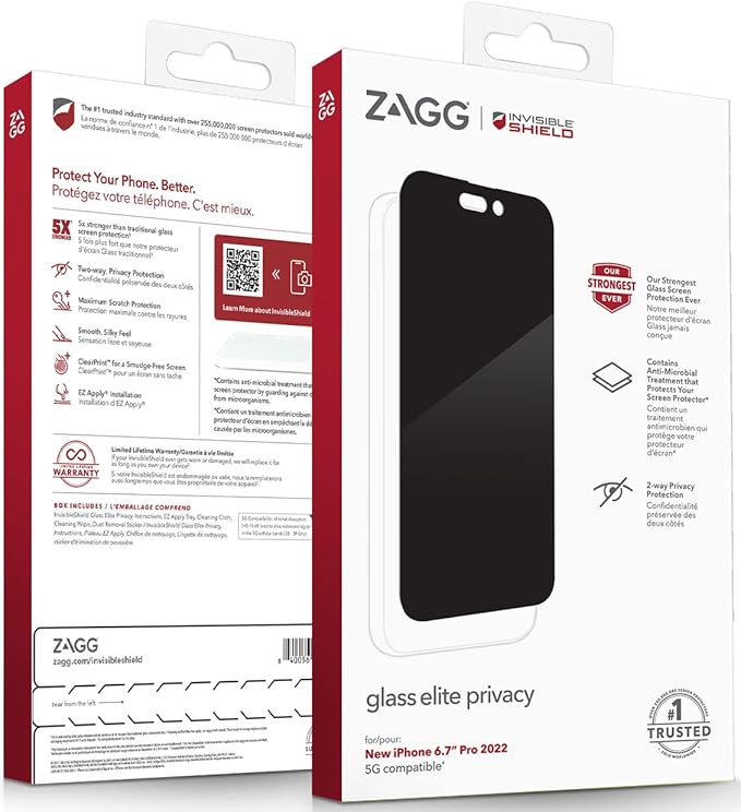 واقي شاشة InvisibleShield Glass Elite Privacy AM من Apple iPhone 14 Pro Max 