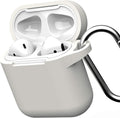 جراب GEAR4 Apollo Airpods خفيف الوزن من السيليكون لحماية كاملة لسماعات Airpods 1 و Airpods 2 مع مشبك مرفق - أبيض