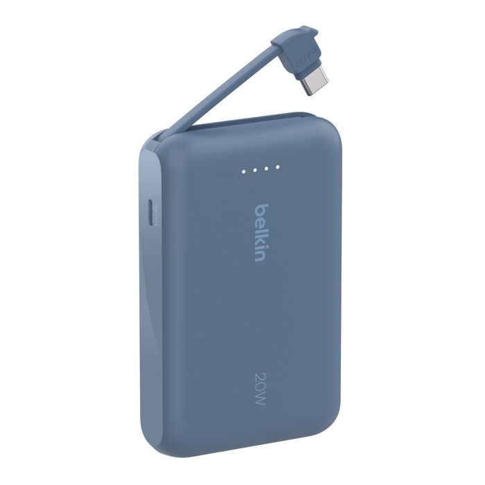Belkin Boost Charge power bank 10000mAh, portable power bank with integrated cable PD 20W Blue