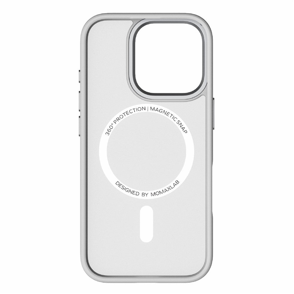 جراب MOMAX CPAP24 لهاتف iPhone 16 Pro متوافق مع غطاء MagSafe TPU+PC غير اللامع - رمادي فاتح