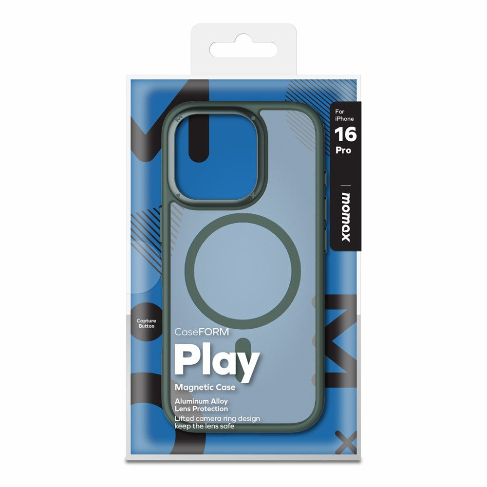 جراب MOMAX CPAP24 لهاتف iPhone 16 Pro Max متوافق مع MagSafe TPU+PC Matte Phone Cover - أخضر