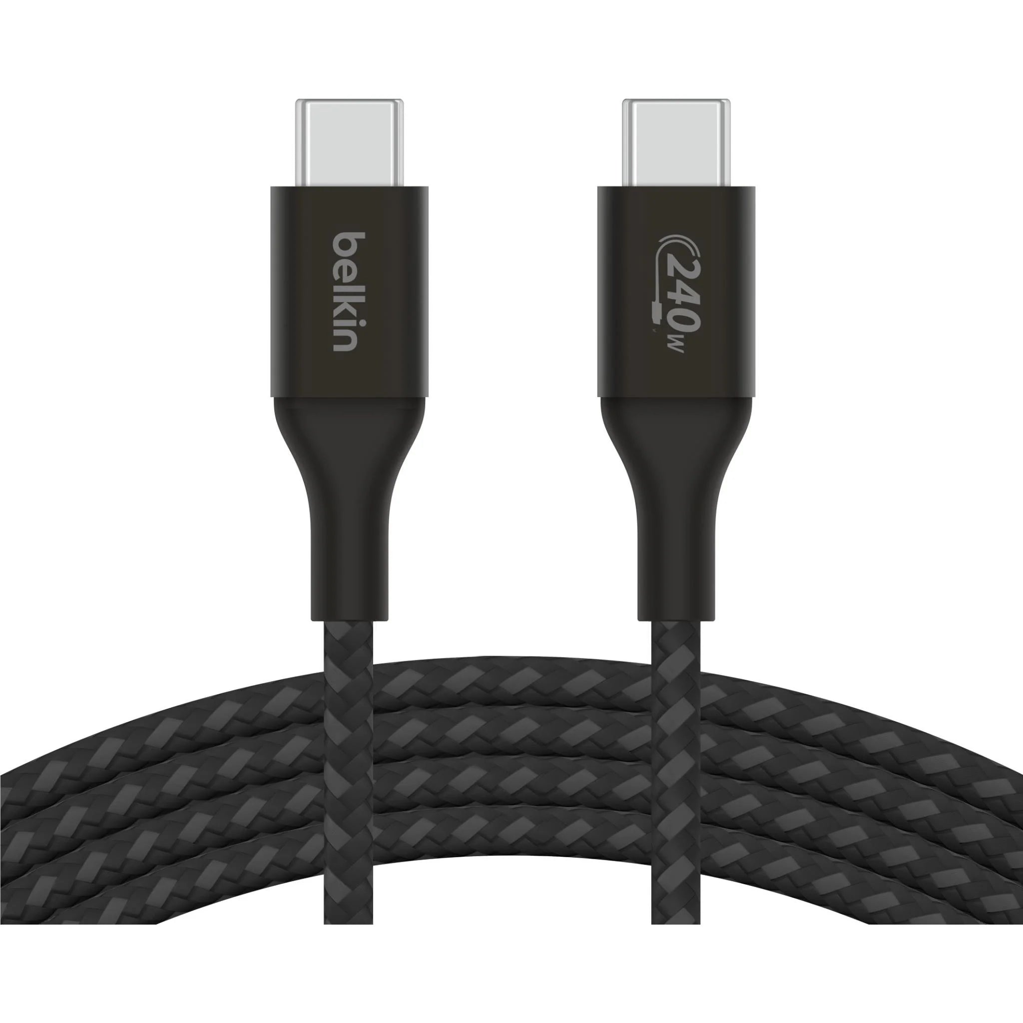 كابل USB-C مضفر من Belkin بقوة 240 واط - 1 متر - أسود