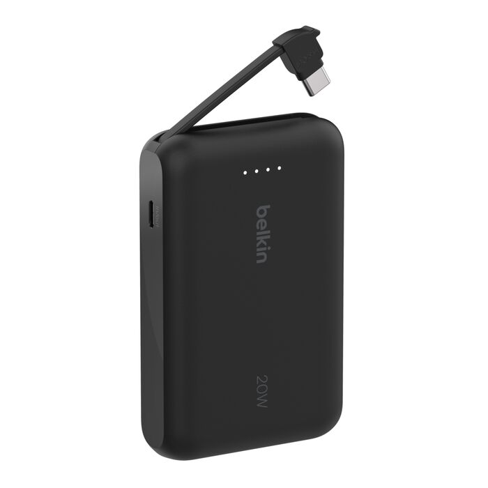 Belkin Fast Charge, Portable with Integrated Cable 10K PD 20W Black