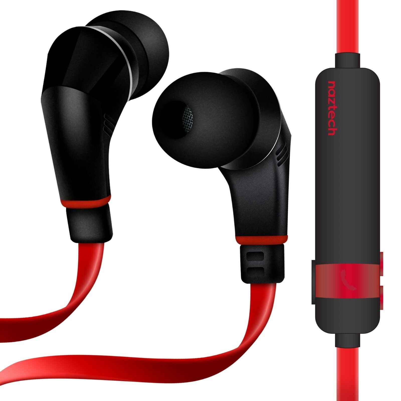 New NoiseHush Naztech NX80 Black/Red In-Ear Headsets Bluetooth Earphones Earbuds