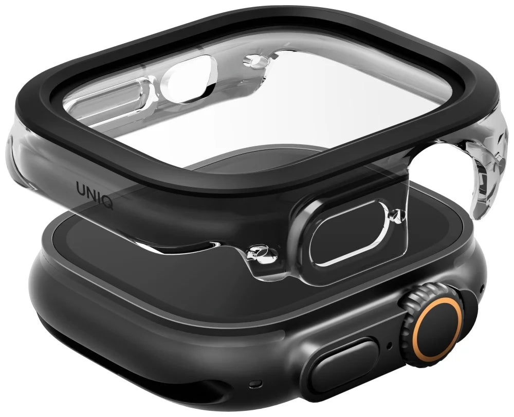 جراب UNIQ Voute لساعة Apple Watch Ultra مقاس 49 مم من الزجاج المقوى باللون الأسود (UNIQ-49MM-VOUJBLK)