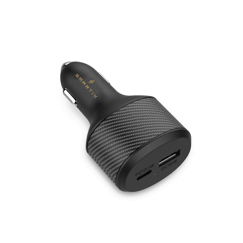 Smartix iConnect 108W Car Charger - Total Output 18 QC and 90 PD for Macbook