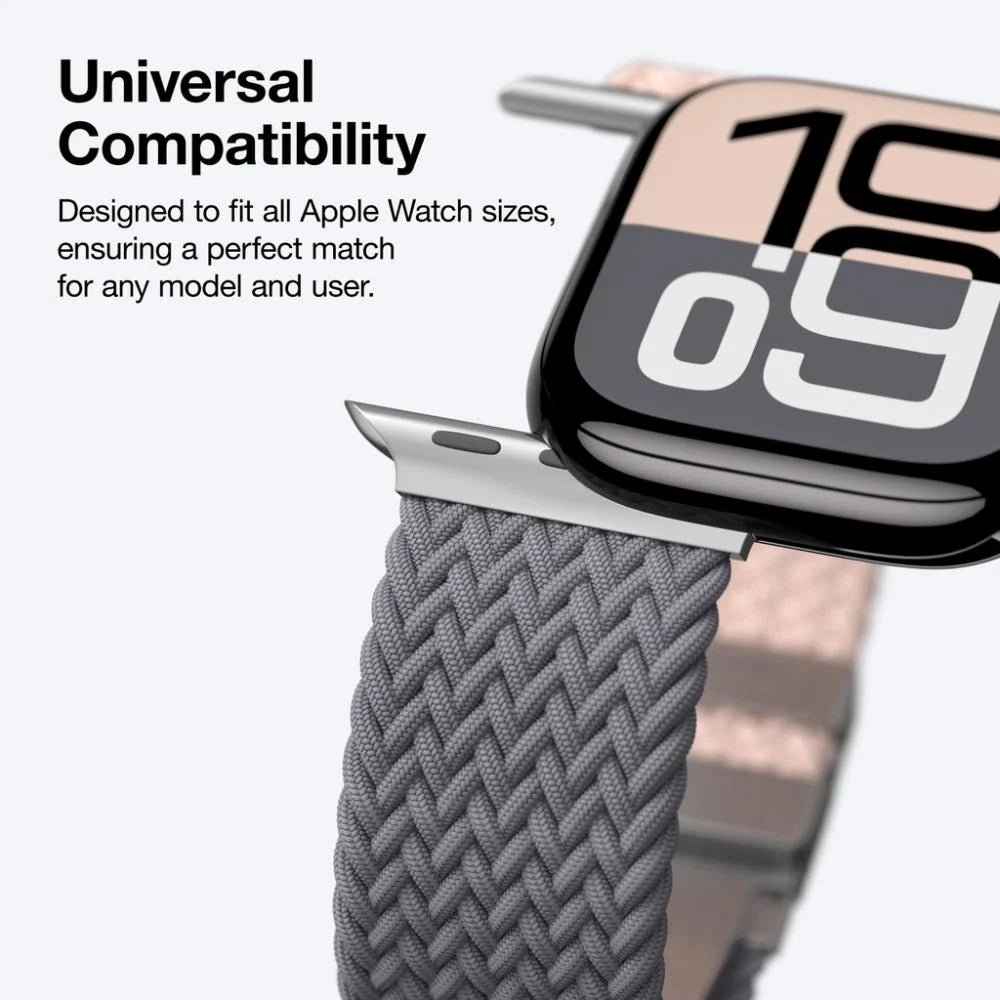 حزام نايلون من AmazingThing لساعة Apple Watch مقاس 45/46/49 مم - وردي ورمادي