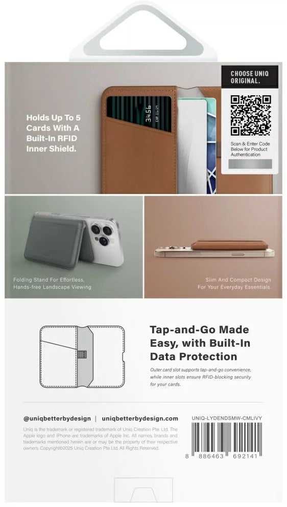UNIQ Magnetic RFID wallet Lyden DS stand phone caramel (UNIQ-LYDENDSMW-CMLIVY)