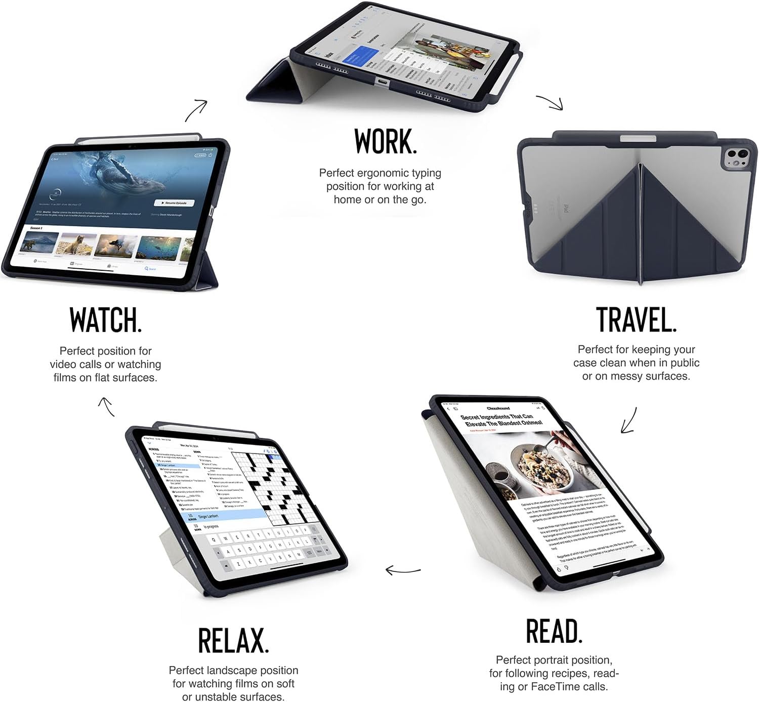 Pipetto iPad Pro 13 Origami No3Pencil Case Dk Blue