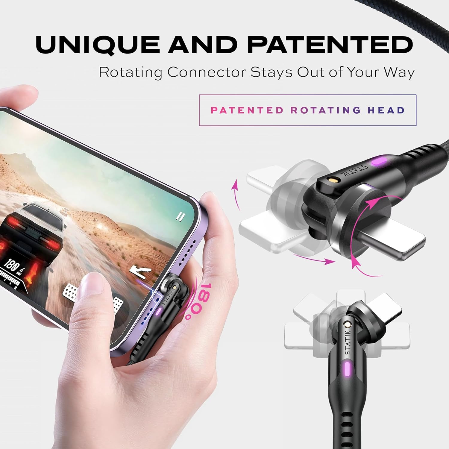 Statik Power USB Cable Fast Charging - 10W Charging 360 Degree 1M Black