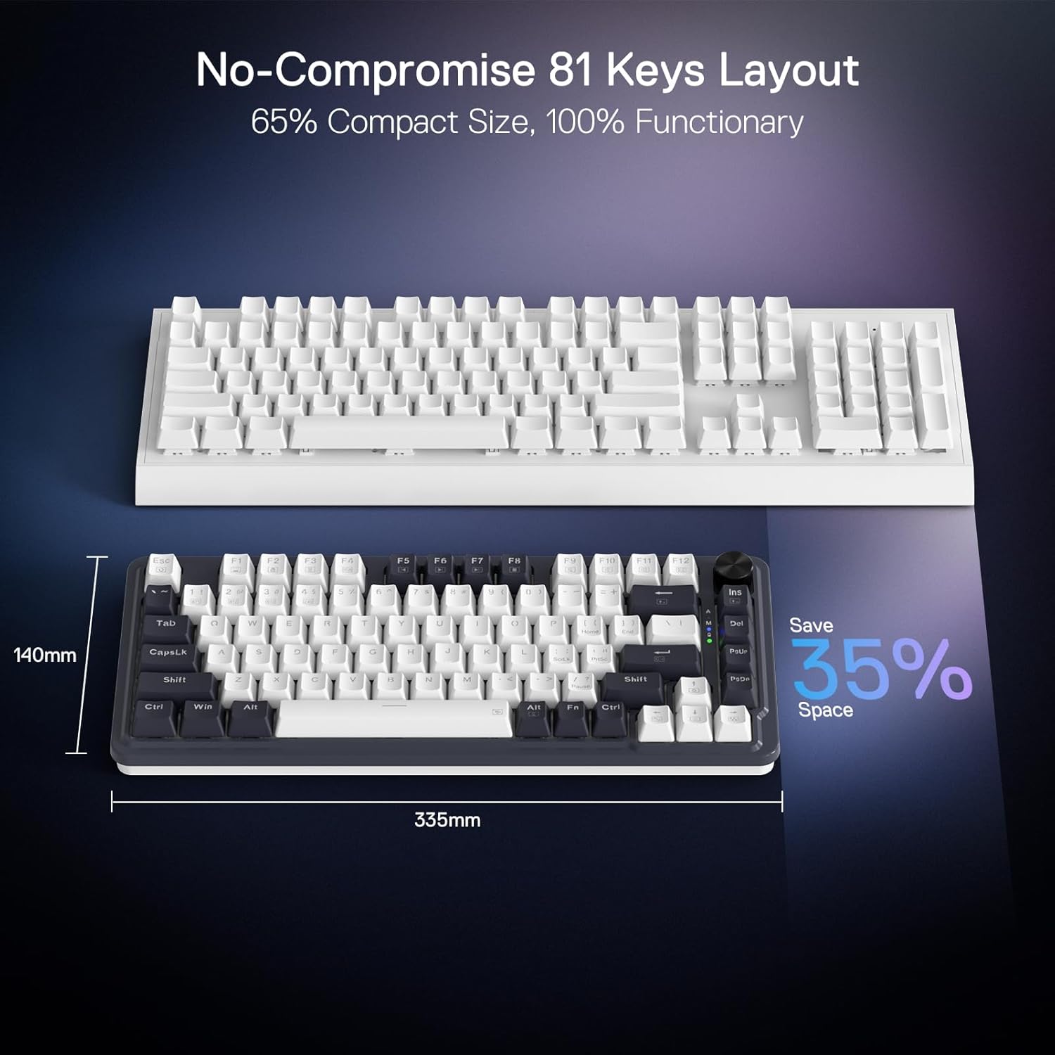 لوحة مفاتيح ميكانيكية لاسلكية Redragon UCAL PRO K673WB-RGB-PRO - تخطيط 75%، RGB، قابلة للتبديل السريع