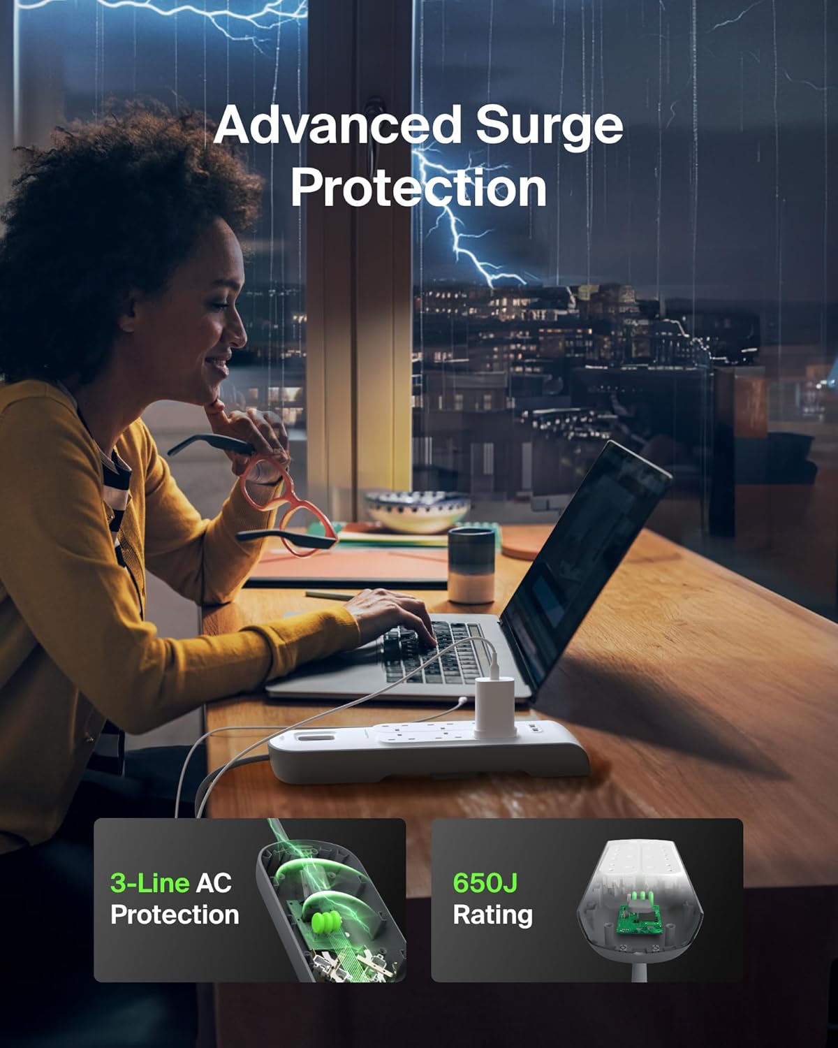 Belkin 6 Way 2 Meter Surge Protection Strip with 2 x 2.4 Ampere USB Charging White