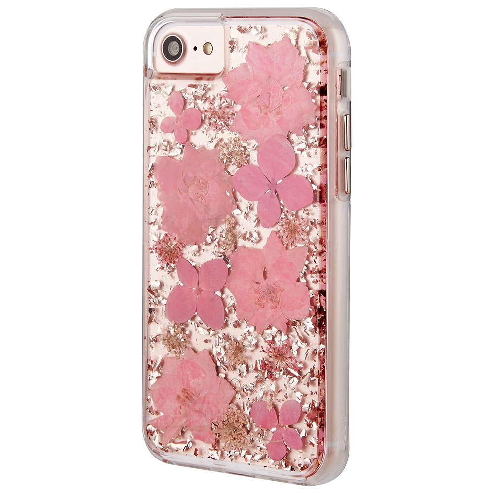 جراب Case-Mate لهاتف iPhone 8 - بتلات قيراط - مصنوع من زهور حقيقية - تصميم واقٍ رفيع لهاتف Apple iPhone 8 - بتلات وردية