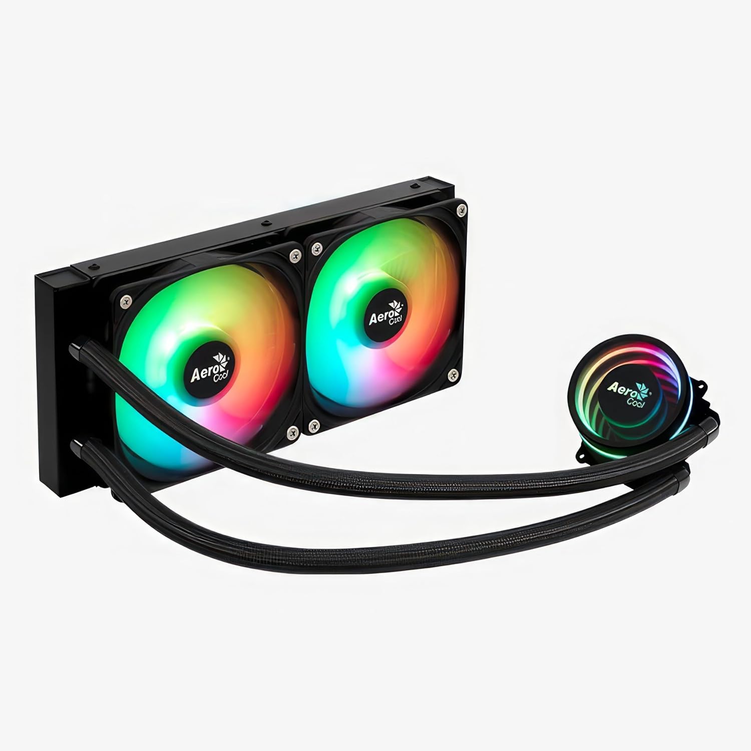 مبرد سائل Aerocool Mirage L240 ARGB - مشعاع 240 مم، تصميم Infinity Mirror RGB، مروحتان 120 مم