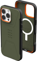 جراب URBAN ARMOR GEAR UAG مصمم خصيصًا لهاتف iPhone 16 Pro Max مقاس 6.9 بوصة - متوافق مع شحن MagSafe، جراب واقٍ متين رفيع وأنيق مقاوم للصدمات ومضاد للانزلاق بدرجة عسكرية، لون زيتوني داكن