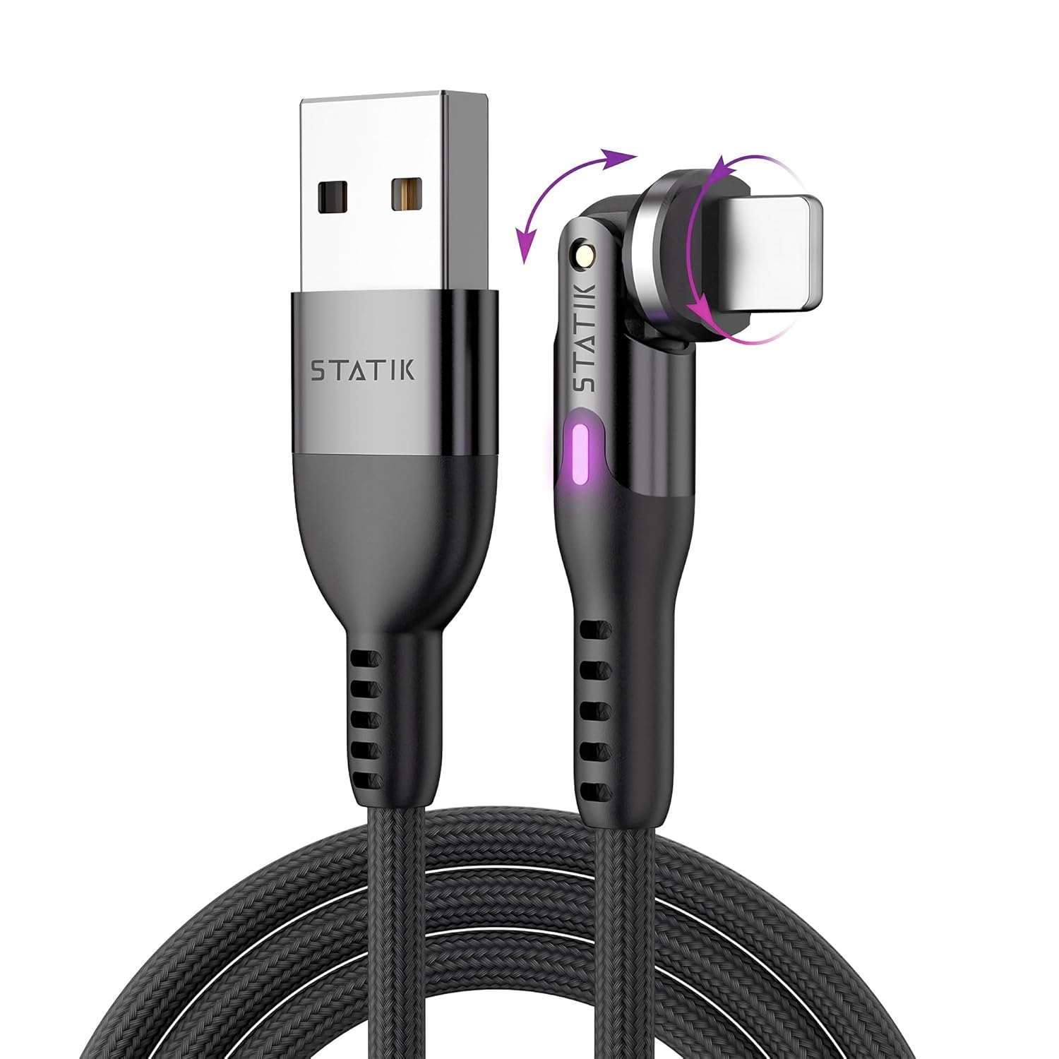 Statik Power USB Cable Fast Charging - 10W Charging 360 Degree 1M Black