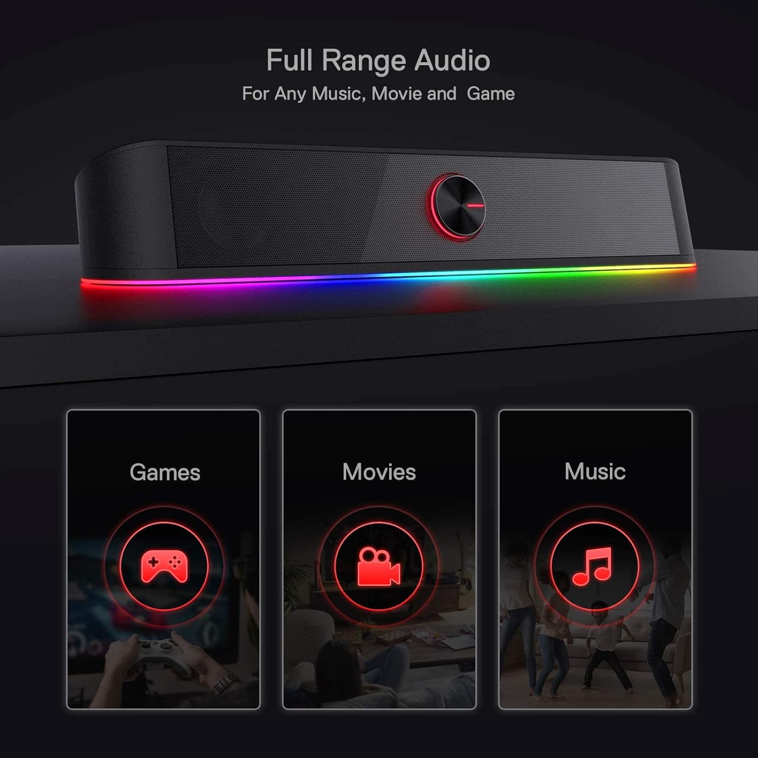 مكبر صوت Redragon GS560 Adiemus RGB 2.0 Channel USB سلكي