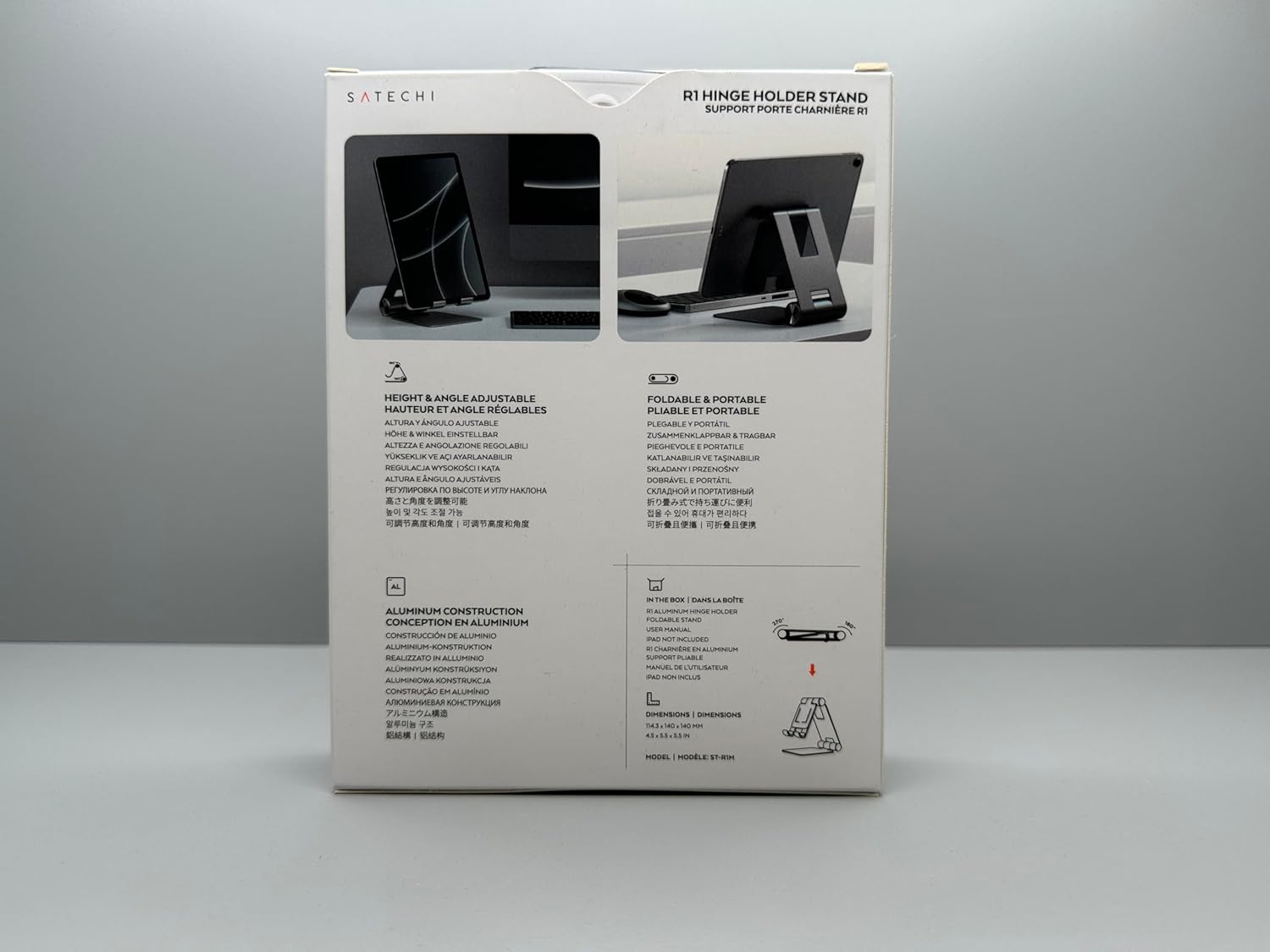 حامل Satechi R1 متعدد الزوايا قابل للطي للأجهزة اللوحية - متوافق مع iPad Pro M2/M1، iPad Air/Mini، iPhone 16/15/14/13/12 والمزيد (رمادي فضائي)