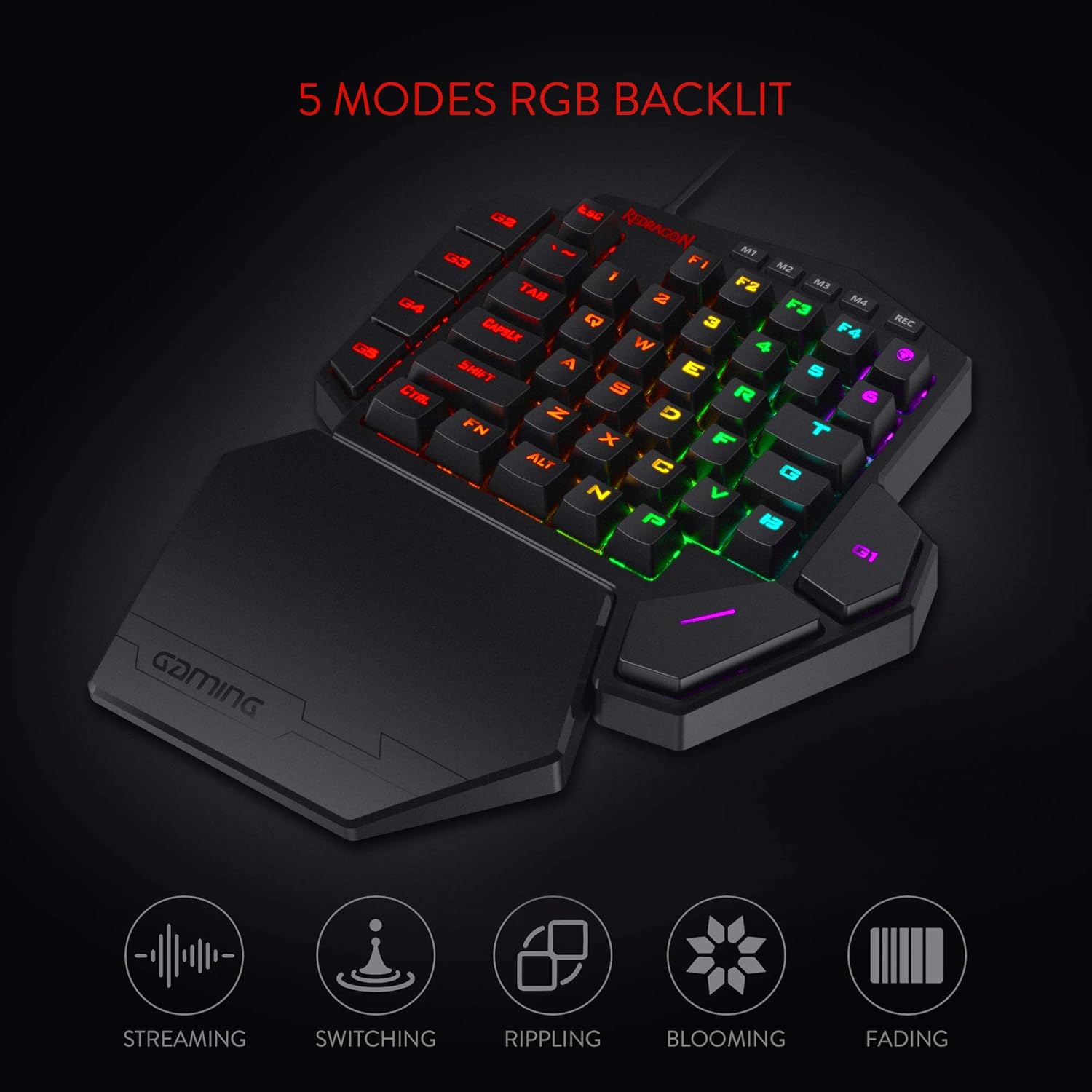 Redragon K585 DITI One‑Handed RGB Mechanical Gaming Keypad – Blue Switches