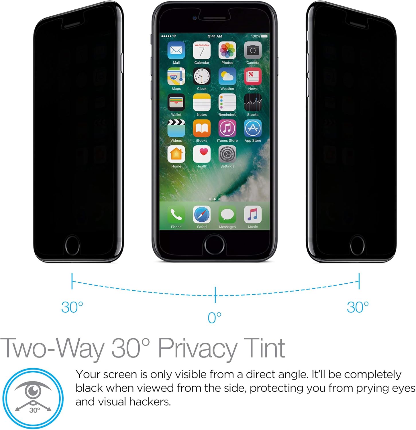 Naztech Premium HD Tempered Glass Screen Protector [Anti-Fingerprint & Built-in Shatter Prevention] Compatible For iPhone 8/ 7/ 6s - Easy Installation