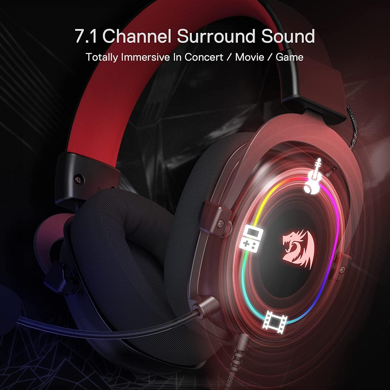 سماعة الألعاب Redragon H510 ZEUS‑X RGB السلكية 7.1 Surround (أسود)