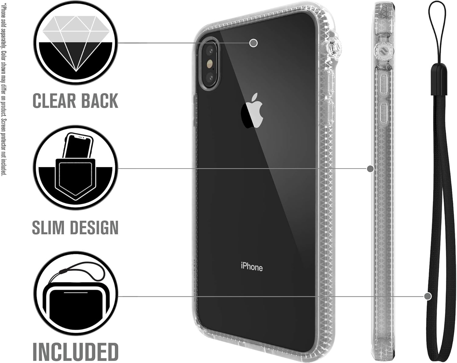 جراب كاتاليست، حماية من الصدمات، مقاوم للصدمات لجهاز iPhone XS Max، جودة ممتازة - شفاف