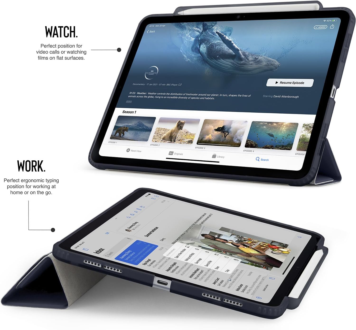 Pipetto iPad Pro 13 Origami No3Pencil Case Dk Blue