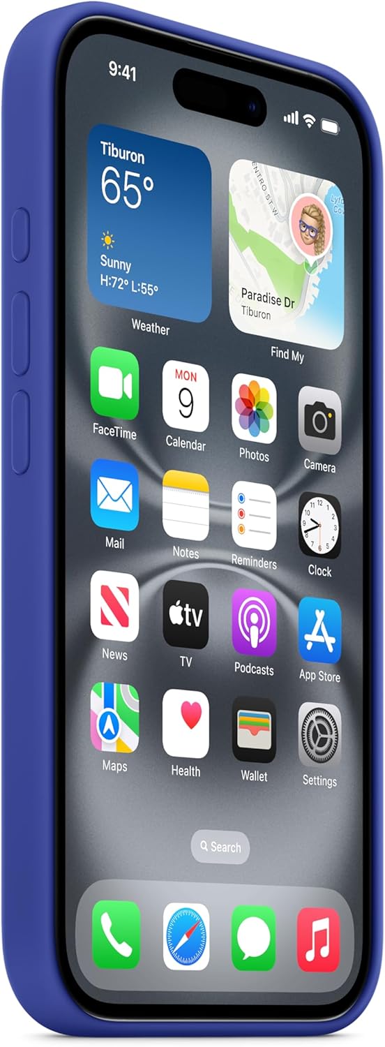 جراب سيليكون لجهاز Apple iPhone 16 مع MS - أزرق داكن 