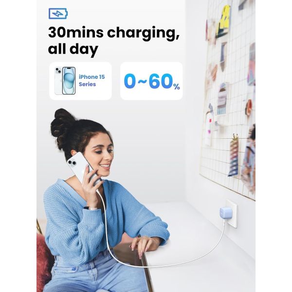 شاحن UGREEN Nexode 30W USB-C PD GaN سريع المملكة المتحدة أبيض