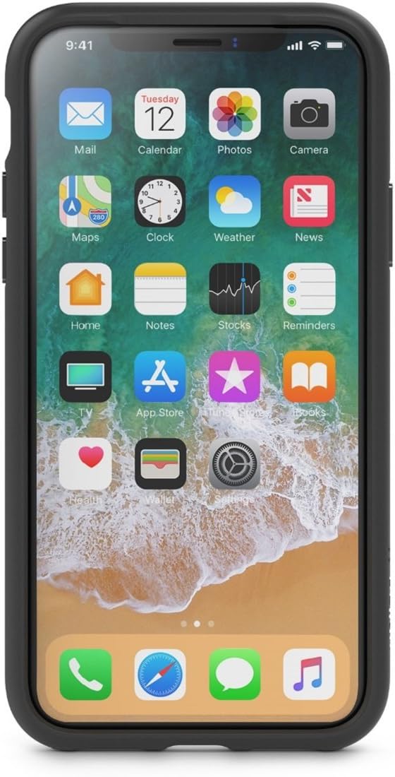 Belkin SheerForce Elite Scratch-Resistant Transparent Case for iPhone X, Protective and Drop Resistant - Clear/Black