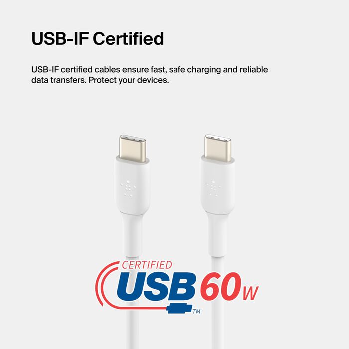 Belkin Boost Charge 60W USB-C to USB-C Cable 1m White