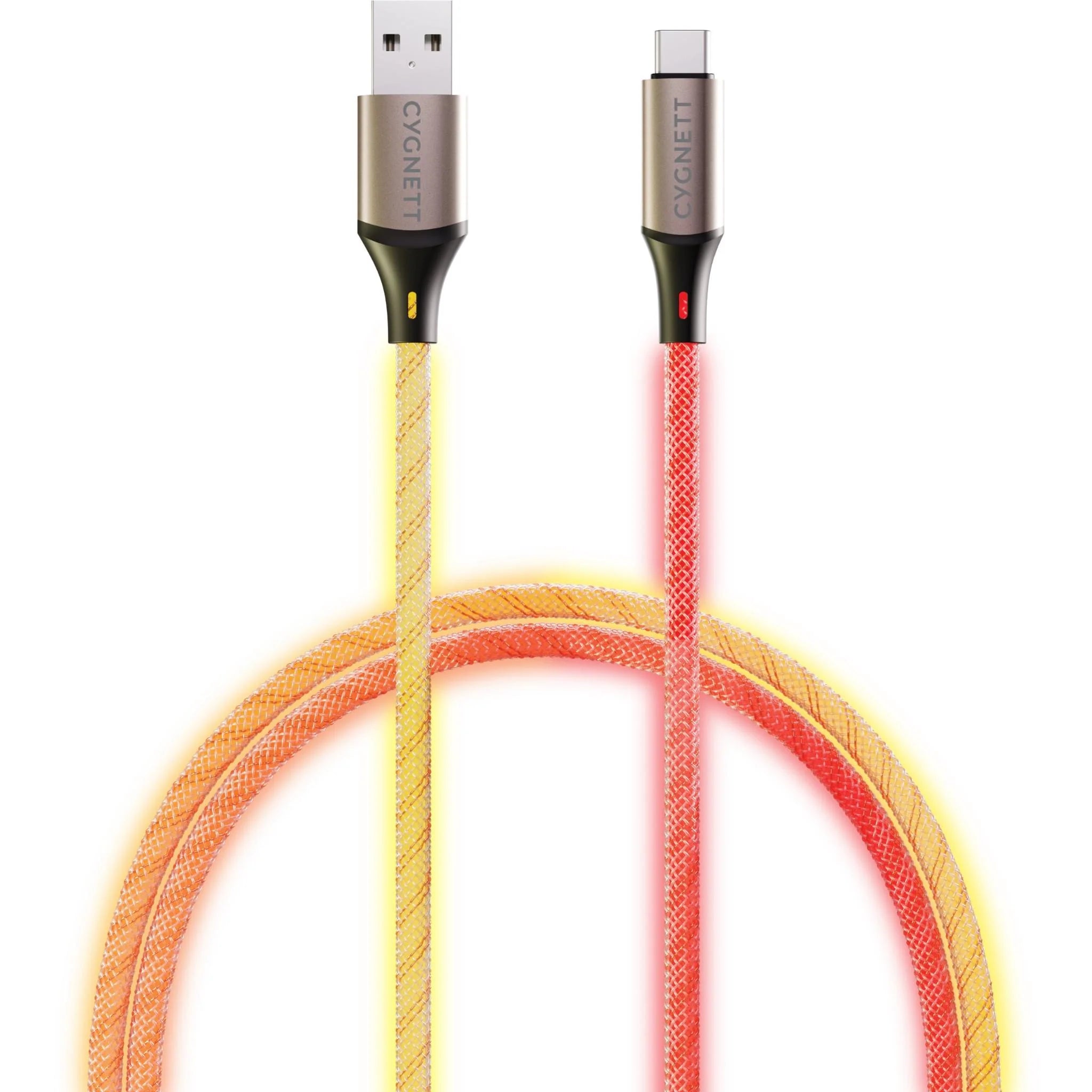 كابل CYGNETT USB-C إلى USB-A 1.2 متر LED GLOW