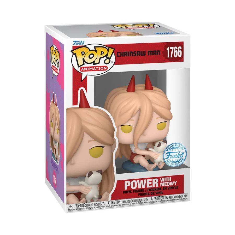 Pop! Animation: Chainsaw Man – Power with Meowy Chase Variant – Flocked, Exclusive